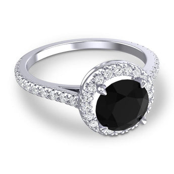 4 Claw Prong Halo Diamond Pave Zalka Ring